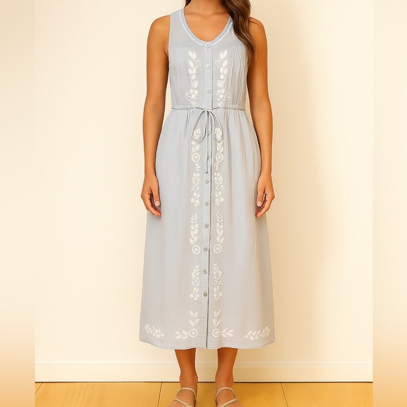 NWT ASOS Maternity Blue Floral Maxi Dress Size 6 Cotton Embroidered Sleeveless - Picture 1 of 7